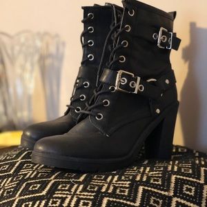 High heel combat boots